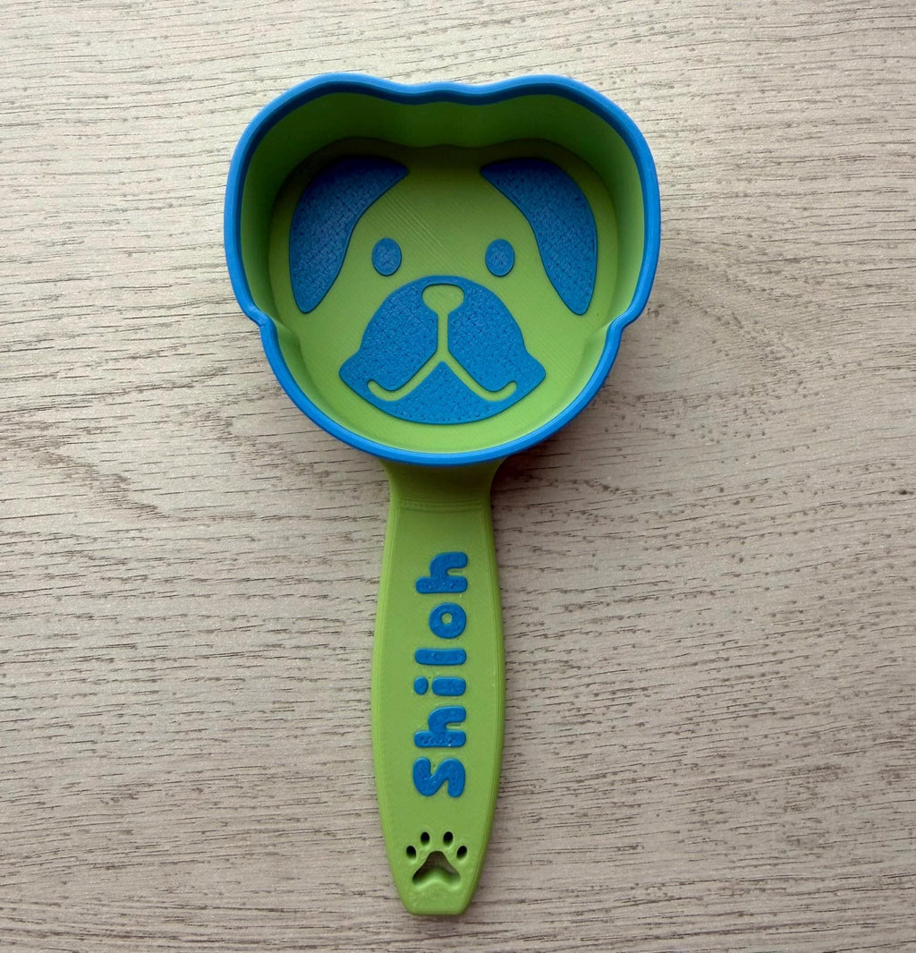 Personalized Dog Food Scoop - Dog Face Design - 3D Printed Kibble Measuring Cup - 12 Sizes - The Pixie Print Shop