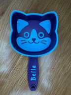 3D printed cat food scoop with a custom pet name