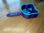 3D printed cat food scoop with a custom pet name