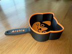3D printed cat food scoop with a custom pet name