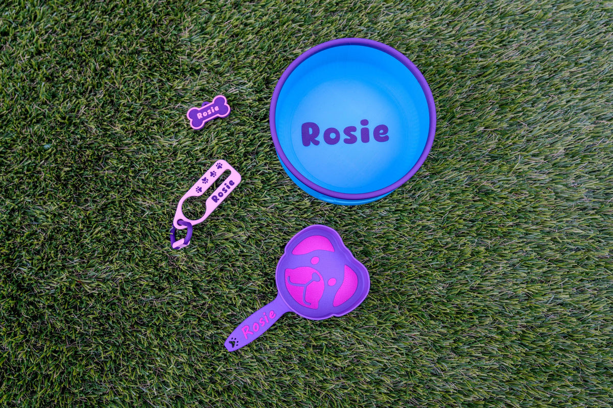 Puppy Starter Kit - Personalized Dog Bowl - Food Scoop and Poop Bag Holder - 3D Printed - The Pixie Print Shop