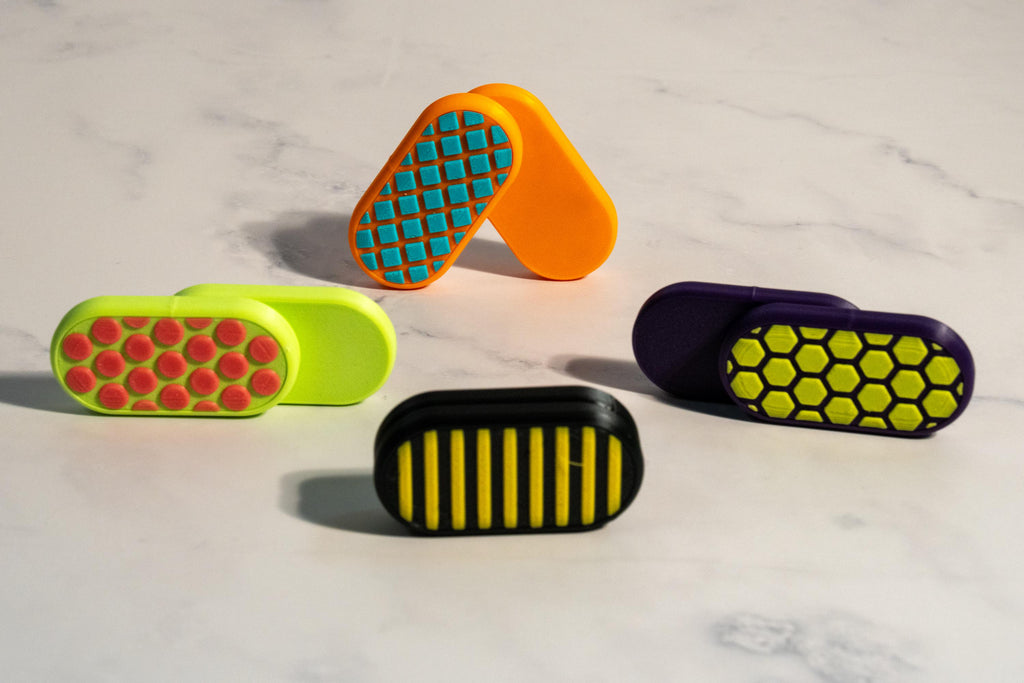 Pill Shaped Fidget Slider - Magnetic Clicky or Silent Fidget Toy - 3D Printed - 8 Textures - 27 Colors - The Pixie Print Shop